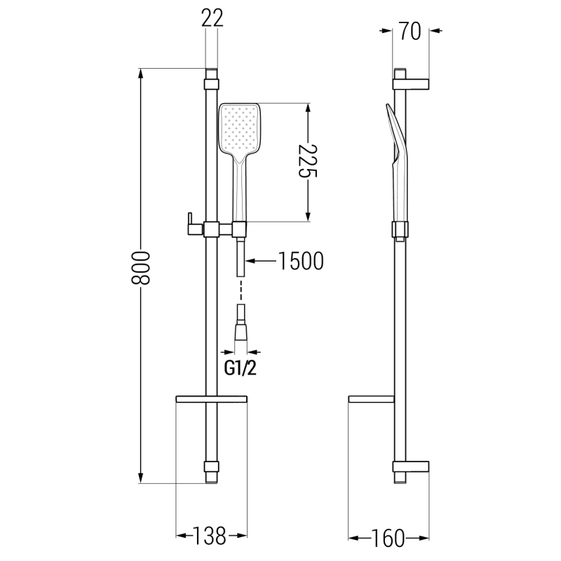 Mexen DQ62 verstellbares Duschset, Roségold - 785624581-60