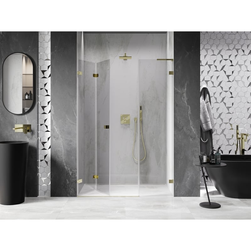 Mexen Lunar-F L faltbare Duschtür links 120 cm, transparent, gold - 836SL-120-050-50-00-L
