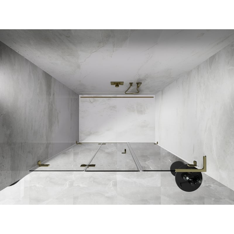 Mexen Lunar-F L Falttür Dusche links 130 cm, transparent, gold - 836SL-130-050-50-00-L