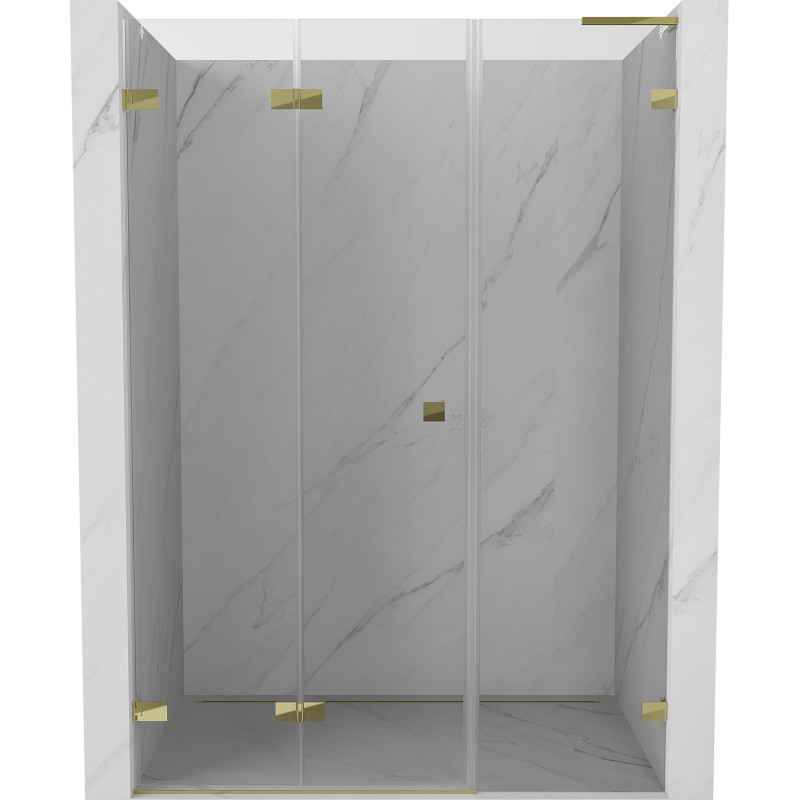 Mexen Lunar-F L faltbare Duschabtrennung links 140 cm, transparent, gold - 836SL-140-050-50-00-L