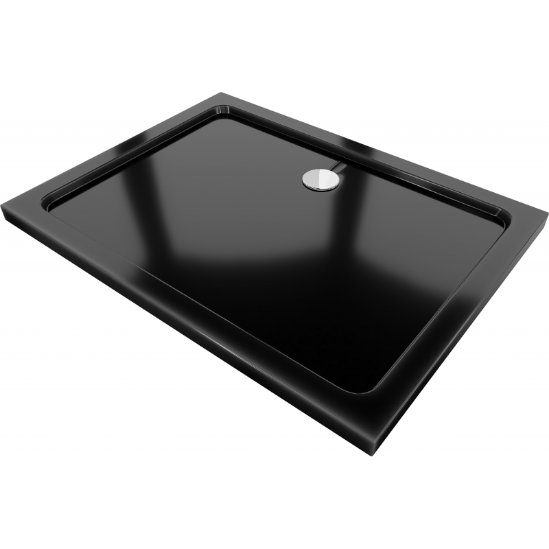 Mexen Flat rechteckige Slim-Duschwanne 140 x 90 cm, schwarz, Chrom-Siphon - 40709014