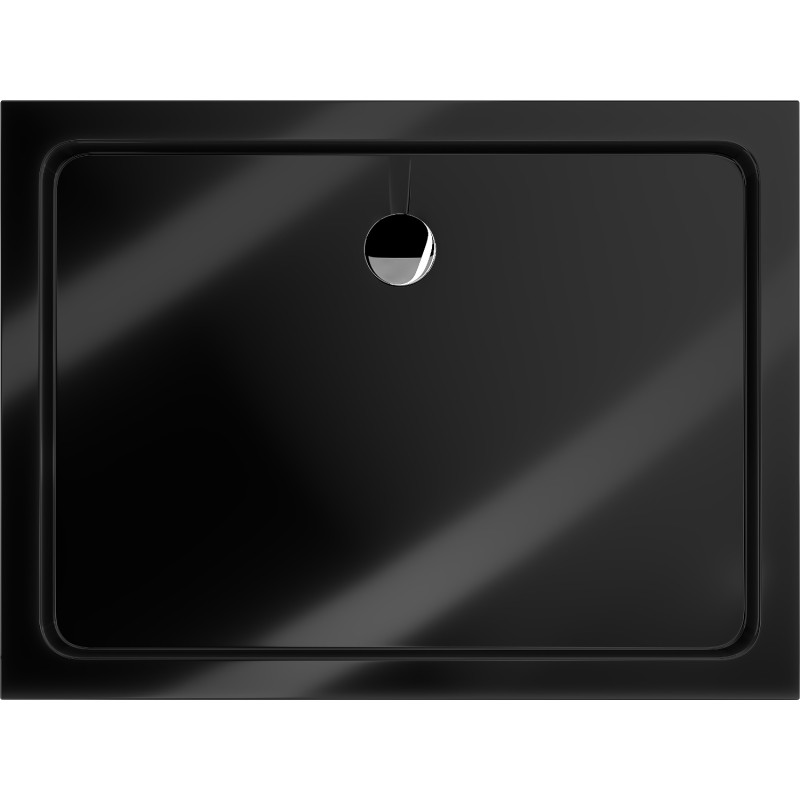Mexen Flat rechteckige Duschwanne Slim 140 x 90 cm, schwarz, Siphon Chrom - 40709014