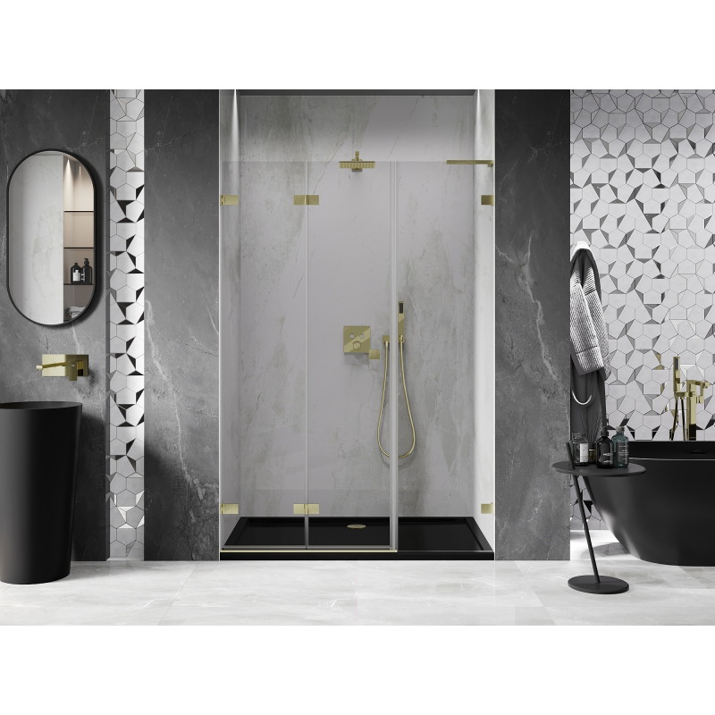 Mexen Lunar-F L Klapptür für Dusche links 110 cm, transparent, gebürstet gold - 836SL-110-050-55-00-L