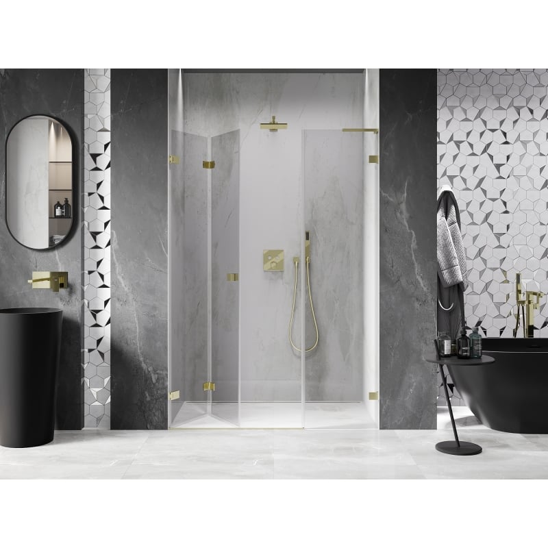 Mexen Lunar-F L Klapptür für Dusche links 110 cm, transparent, gebürstet gold - 836SL-110-050-55-00-L