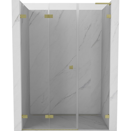 Mexen Lunar-F L faltbare Duschabtrennung links 115 cm, transparent, gebürstetes Gold - 836SL-115-050-55-00-L