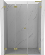 Mexen Lunar-F L faltbare Duschabtrennung links 115 cm, transparent, gebürstetes Gold - 836SL-115-050-55-00-L