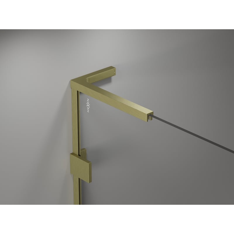 Mexen Lunar-F L faltbare Duschabtrennung links 140 cm, transparent, gebürstetes Gold - 836SL-140-050-55-00-L