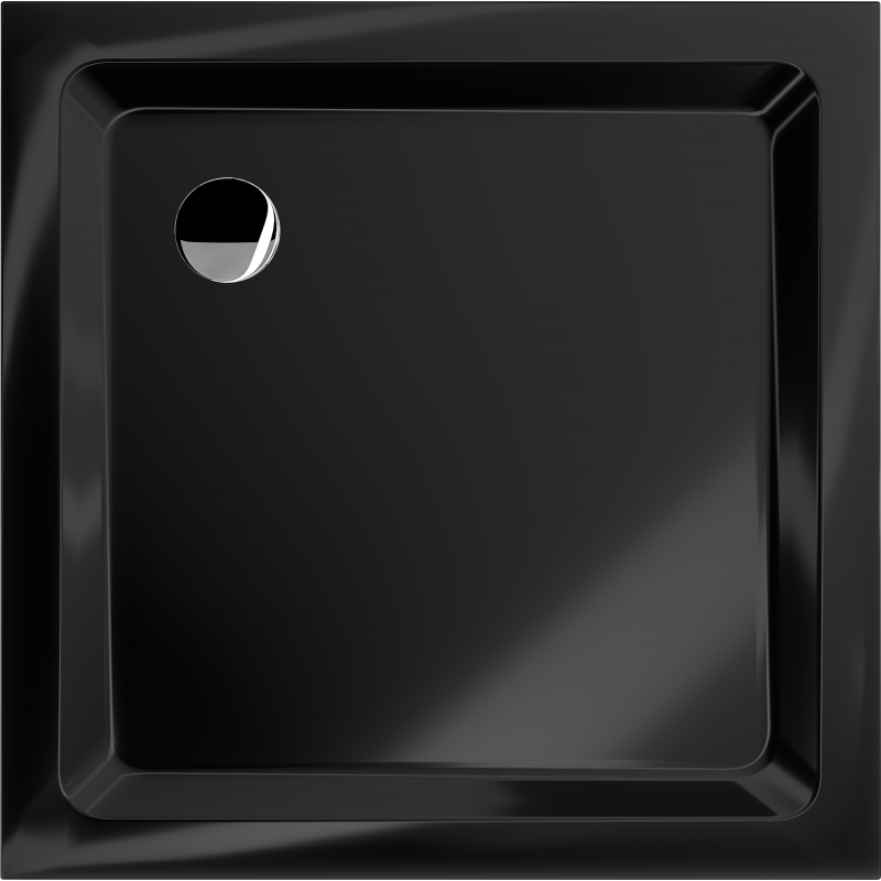 Mexen Flat quadratische Slim-Duschtasse 100 x 100 cm, schwarz, Siphon chrom - 40701010