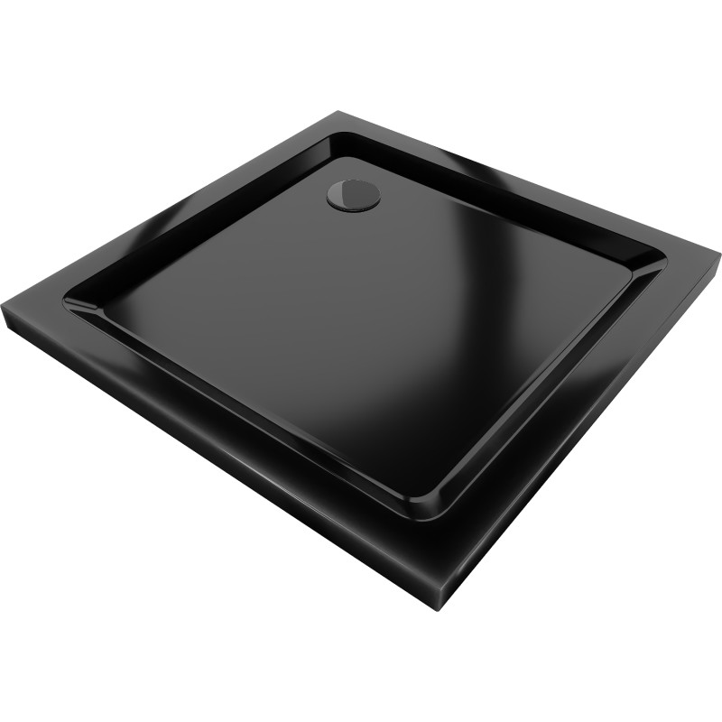 Mexen Flat quadratische Duschtasse Slim 100 x 100 cm, schwarz, schwarzer Siphon - 40701010B