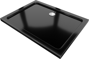 Mexen Flat rechteckige Slim-Duschwanne 140 x 100 cm, schwarz, Siphon Chrom - 40701014
