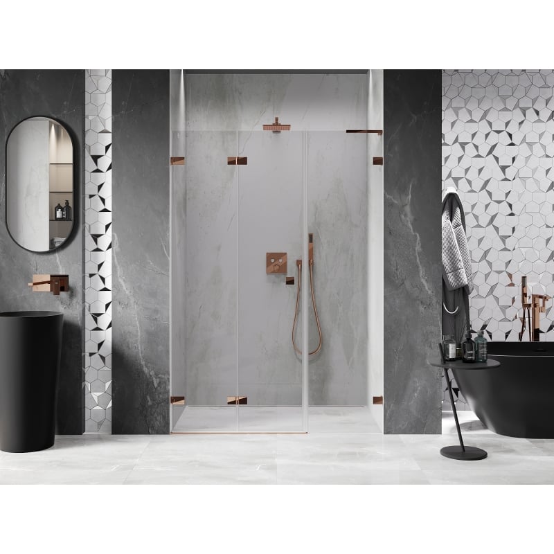 Mexen Lunar-F L Falttüren Dusche links 115 cm, transparent, Roségold - 836SL-115-050-60-00-L