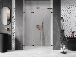 Mexen Lunar-F L Falttür für die Dusche links 130 cm, transparent, Roségold - 836SL-130-050-60-00-L