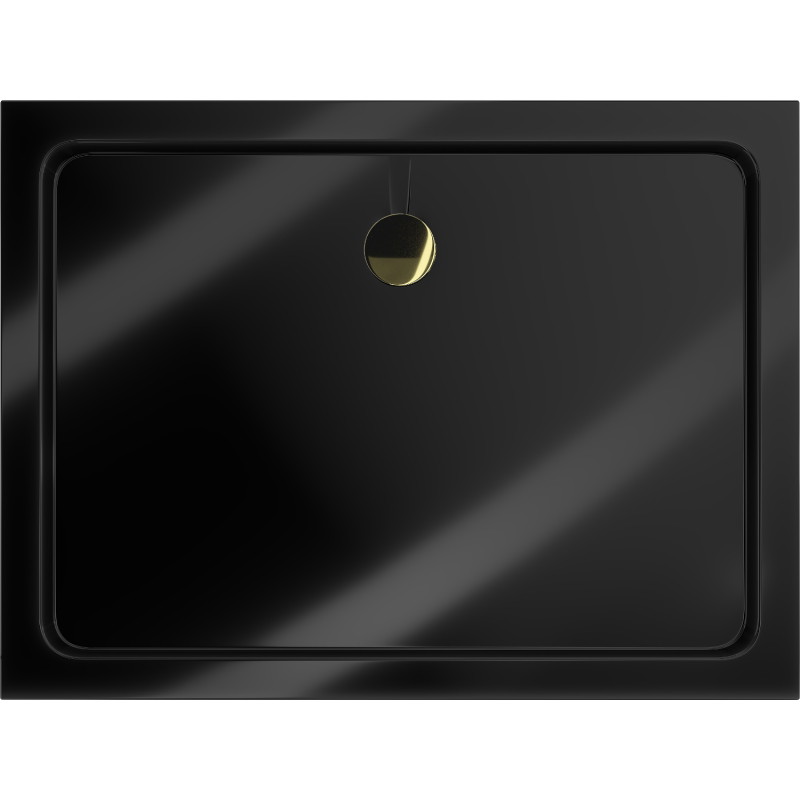 Mexen Flat Rechteckige Duschwanne Slim 120 x 100 cm, Schwarz, Siphon Gold - 40701012G
