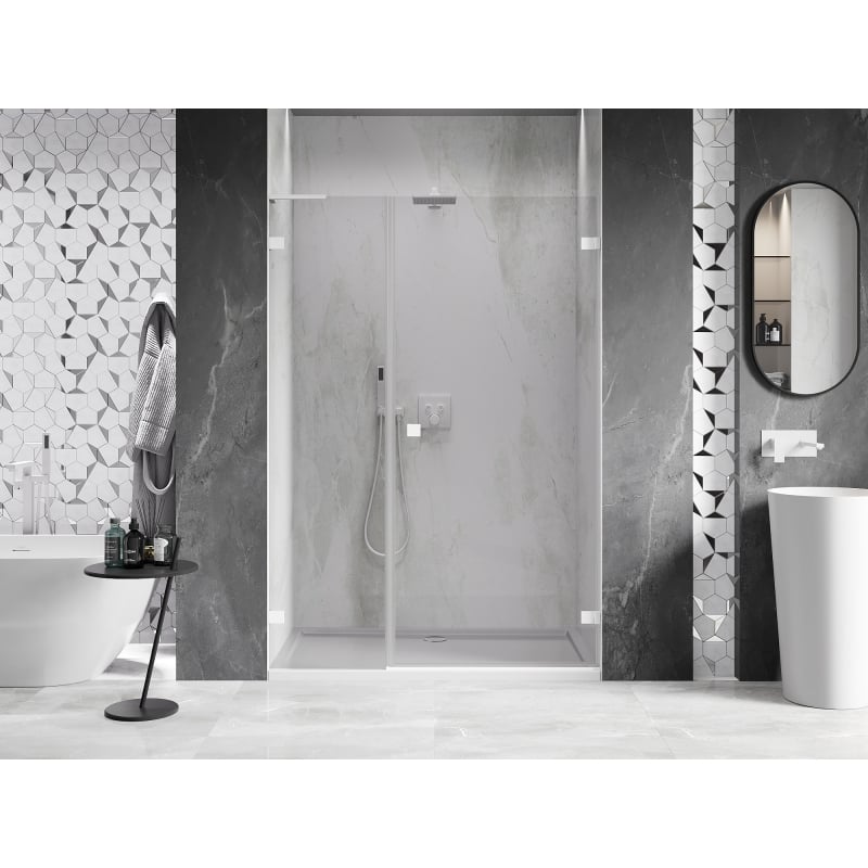 Mexen Lunar-B L Duschdrehtür rechts 125 cm, transparent, weiß - 832SL-125-050-20-00-P
