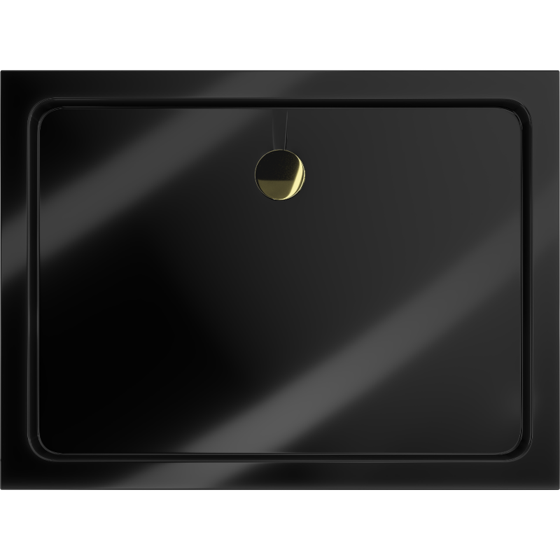 Mexen Flat rechteckige Duschwanne Slim 140 x 100 cm, schwarz, Siphon gold - 40701014G