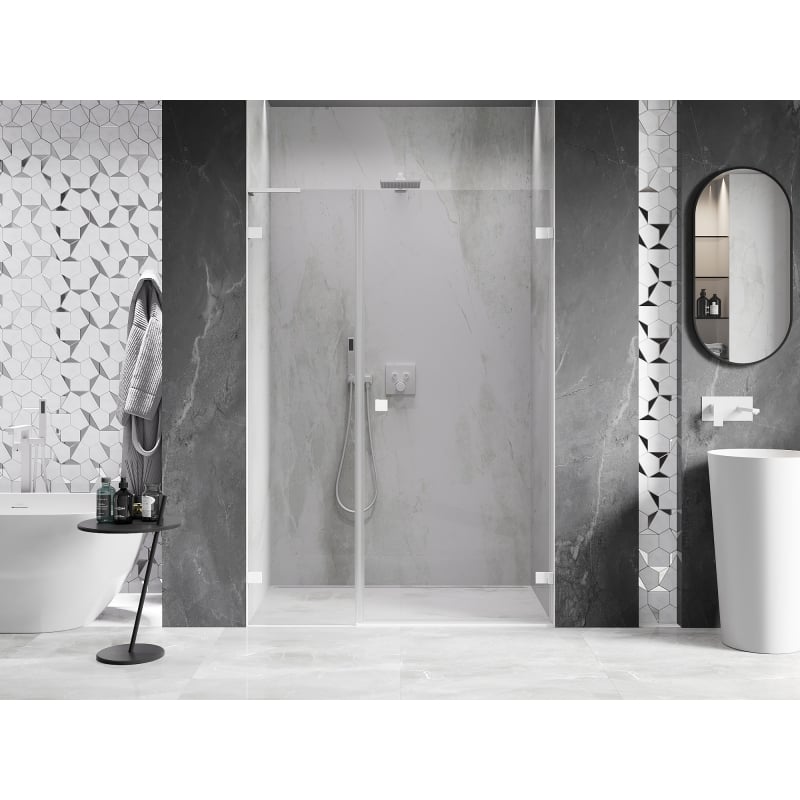 Mexen Lunar-B L Duschdrehtür rechts 145 cm, transparent, weiß - 832SL-145-050-20-00-P