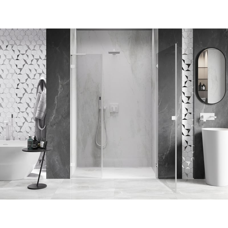 Mexen Lunar-B L Duschtür rechts öffnend 150 cm, transparent, weiß - 832SL-150-050-20-00-P