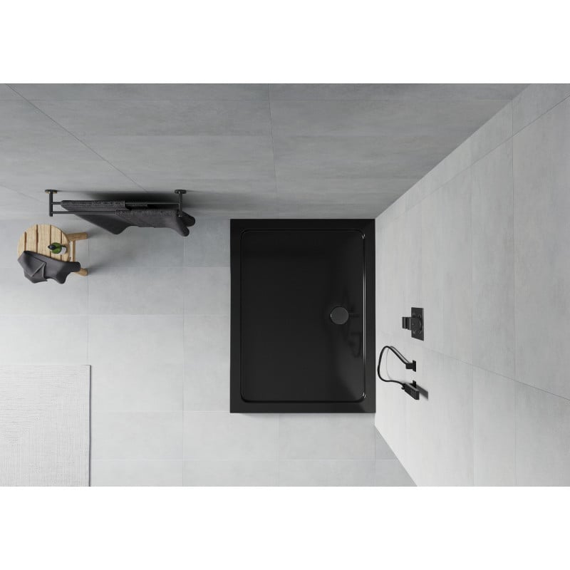 Mexen Flat rechteckige Slim-Duschwanne 130 x 100 cm, schwarz, schwarzer Siphon - 40701013B