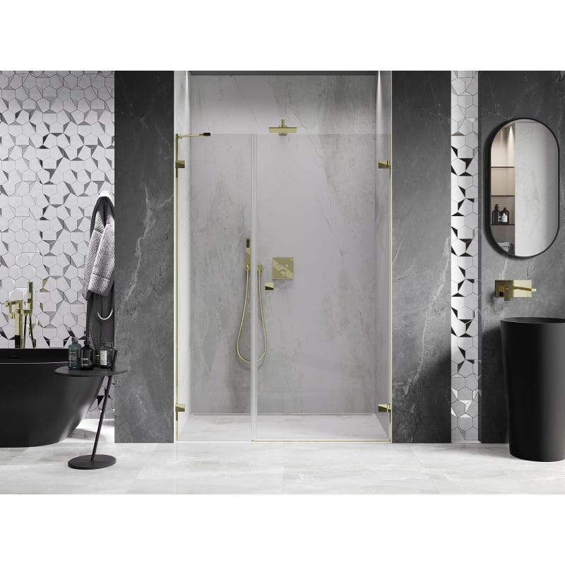 Mexen Lunar-B Dusch-Schwenktür rechts 130 cm, transparent, gold - 832S-130-050-50-00-P