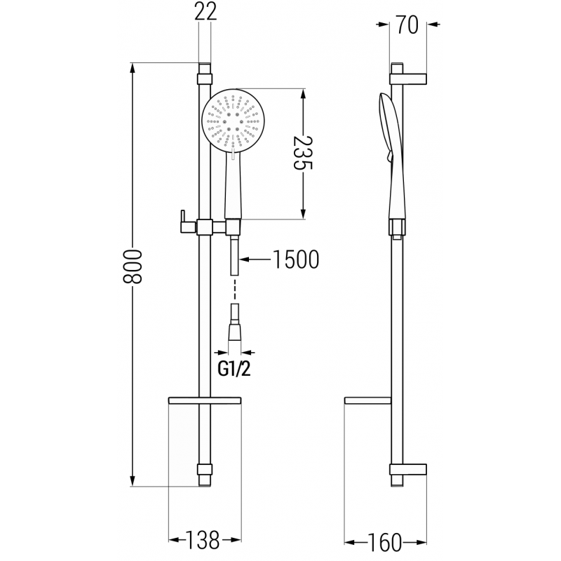 Mexen DQ67 verstellbares Duschset, Chrom - 785674581-00