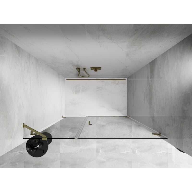 Mexen Lunar-B Duschflügeltür rechts 110 cm, transparent, gebürstetes Gold - 832S-110-050-55-00-P