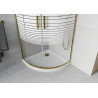 Mexen Rio Duschkabine halbkreisförmig 80 x 80 cm, weiße Streifen, Gold + Flat Duschwanne, weiß - 863-080-080-50-20-4110G