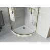 Mexen Rio Halbrunde Duschkabine 90 x 90 cm, weiße Streifen, Gold + Flat-Duschwanne, weiß - 863-090-090-50-20-4110G
