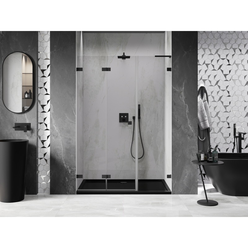 Mexen Lunar-F L Falttür für die Dusche links 110 cm, transparent, schwarz - 836SL-110-050-70-00-L