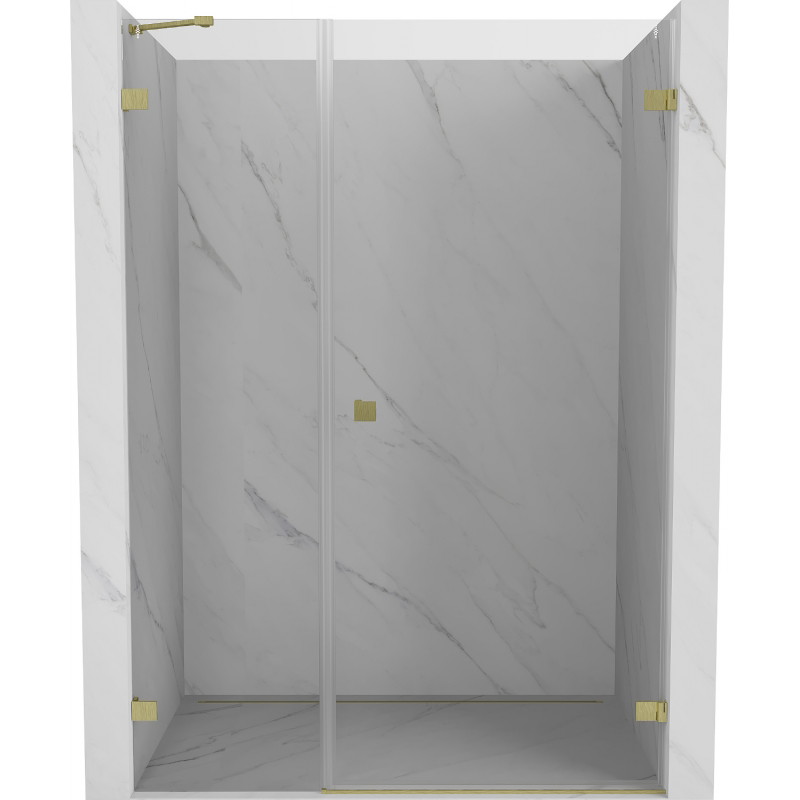 Mexen Lunar-B Duschdürr rechts öffnend 130 cm, transparent, gebürstetes Gold - 832S-130-050-55-00-P