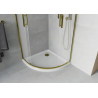 Mexen Rio halbkreisförmige Duschkabine 90 x 90 cm, satiniert, gold + Duschwanne Flat, weiß - 863-090-090-50-30-4110G