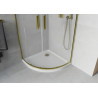 Mexen Rio halbkreisförmige Duschkabine 90 x 90 cm, satiniert, gold + Duschwanne Flat, weiß - 863-090-090-50-30-4110G