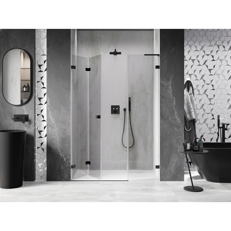 Mexen Lunar-F L Falttür Dusche links 115 cm, transparent, schwarz - 836SL-115-050-70-00-L