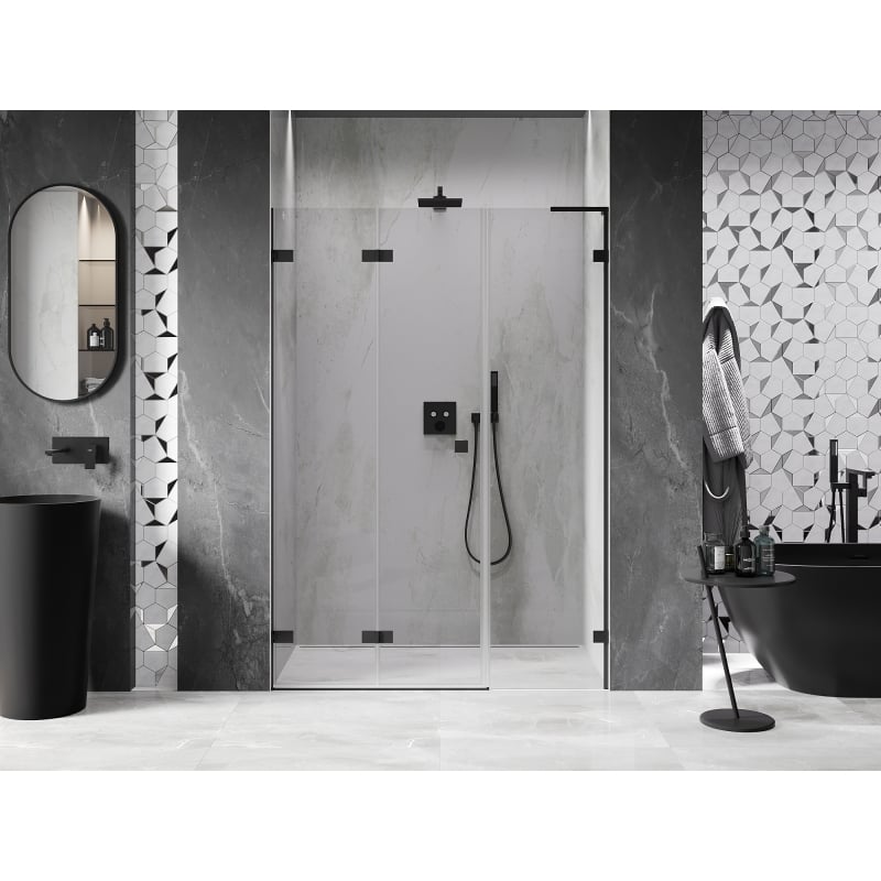 Mexen Lunar-F L Falttür Dusche links 115 cm, transparent, schwarz - 836SL-115-050-70-00-L