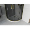 Mexen Rio Halbrunde Duschkabine 80 x 80 cm, Grafit, Gold + Flat-Duschwanne, Weiß - 863-080-080-50-40-4110G