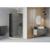 Mexen Rio Halbrunde Duschkabine 80 x 80 cm, Grafit, Gold + Flat-Duschwanne, Weiß - 863-080-080-50-40-4110G