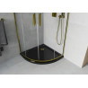 Mexen Rio Duschkabine halbrund 80 x 80 cm, transparent, gold + Duschwanne Flat, schwarz - 863-080-080-50-00-4170G