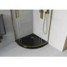 Mexen Rio Duschkabine halbrund 80 x 80 cm, transparent, gold + Duschwanne Flat, schwarz - 863-080-080-50-00-4170G