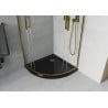 Mexen Rio Duschkabine halbrund 80 x 80 cm, transparent, gold + Flat Duschwanne, schwarz - 863-080-080-50-00-4170G