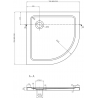 Mexen Rio Duschkabine halbrund 80 x 80 cm, Graphit, Gold + Duschwanne Flat, Schwarz - 863-080-080-50-40-4170G