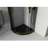 Mexen Rio Halbrunde Duschkabine 90 x 90 cm, Grafit, Gold + Flat Duschwanne, Schwarz - 863-090-090-50-40-4170G