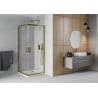 Mexen Rio quadratische Duschkabine 80 x 80 cm, transparent, gold + Flat Duschwanne, weiß - 860-080-080-50-00-4010G