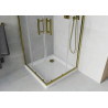 Mexen Rio quadratische Duschkabine 90 x 90 cm, transparent, Gold + Flache Duschwanne, Weiß - 860-090-090-50-00-4010G