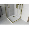 Mexen Rio quadratische Duschkabine 90 x 90 cm, transparent, gold + Duschwanne Flat, weiß - 860-090-090-50-00-4010G