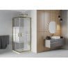 Mexen Rio quadratische Duschkabine 70 x 70 cm, weiße Streifen, Gold + Duschwanne Flat, weiß - 860-070-070-50-20-4010G