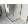 Mexen Rio quadratische Duschkabine 70 x 70 cm, weiße Streifen, Gold + Duschwanne Flat, weiß - 860-070-070-50-20-4010G