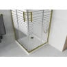 Mexen Rio Quadratische Duschkabine 90 x 90 cm, weiße Streifen, Gold + Duschwanne Flat, Weiß - 860-090-090-50-20-4010G