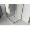 Mexen Rio Quadratische Duschkabine 90 x 90 cm, weiße Streifen, Gold + Duschwanne Flat, Weiß - 860-090-090-50-20-4010G