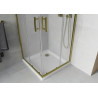 Mexen Rio quadratische Duschkabine 70 x 70 cm, mattiert, Gold + Duschwanne Flat, Weiß - 860-070-070-50-30-4010G