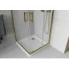 Mexen Rio quadratische Duschkabine 80 x 80 cm, Mattglas, Gold + Duschwanne Flat, Weiß - 860-080-080-50-30-4010G
