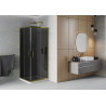 Mexen Rio quadratische Duschkabine 70 x 70 cm, Graphit, Gold + Duschwanne Flat, Weiß - 860-070-070-50-40-4010G